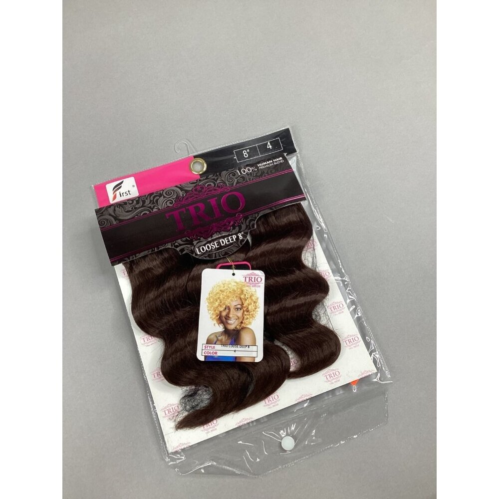 8" Trio Loose Deep Color #4 Dark Brown Blended Hair Extensions Track